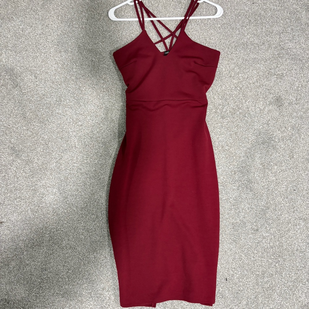 Red Bodycon Dress – Strappy Back – Size S/M